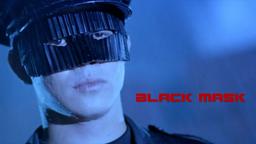 The Black Mask parachutes in